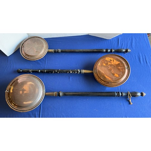 51 - 3 X COPPER BED WARMERS...