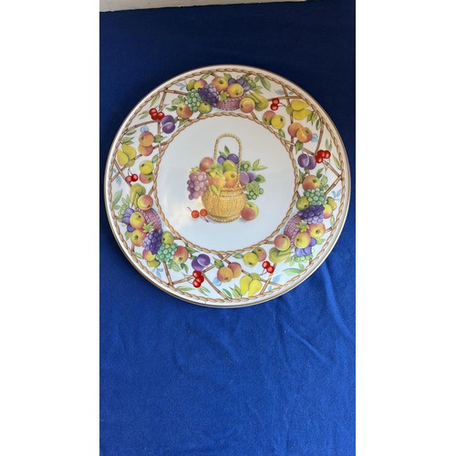 46 - ROYAL WORCESTER FRUIT BASKET CAKE PLATE PLUS AN ITALIAN SALAD BOWL SET...