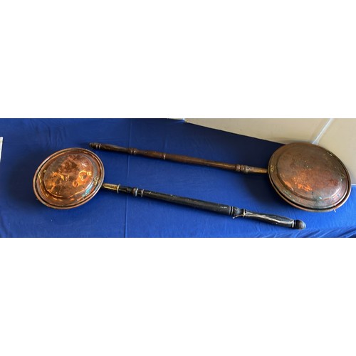 44 - 2 X COPPER BED WARMERS...