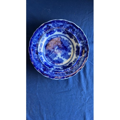 43 - 4 X EDWARDIAN BLUE TABLE PLATES...