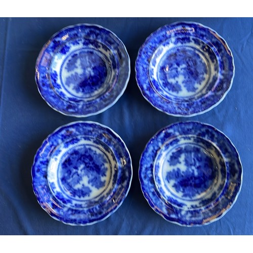 43 - 4 X EDWARDIAN BLUE TABLE PLATES...