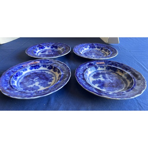 43 - 4 X EDWARDIAN BLUE TABLE PLATES...