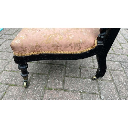 37 - VICTORIAN BARLEY TWIST , FRET WORK DETAIL BACKED PALOUR LADYS SEWING / NURSING CHAIR...