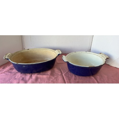 18 - AGA CAST METAL COOK WARE IN BLUE...