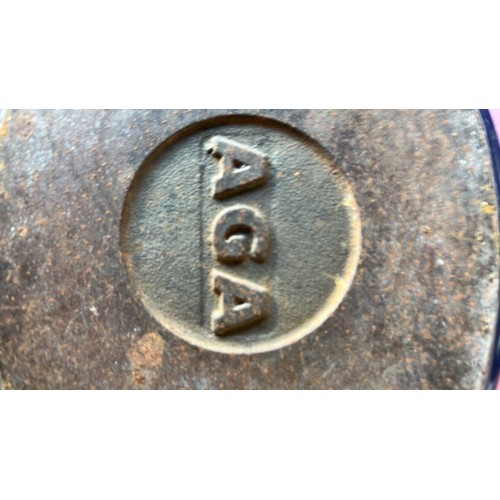 18 - AGA CAST METAL COOK WARE IN BLUE...