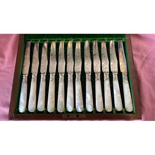 17 - WOODEN CASED TABLE FRUIT CUTLERY SET...