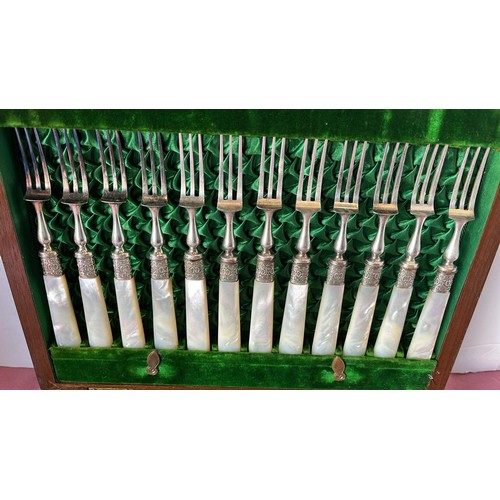 17 - WOODEN CASED TABLE FRUIT CUTLERY SET...