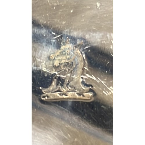 14 - THREE HEAVEY SILVER PLATED SERVING TRAYS WITH HORSE HEAD MOTIF...