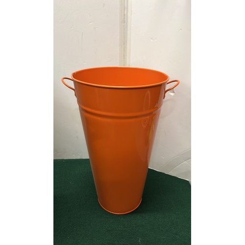 10 - BARGE WARE COAL SCUTTLE AND TWO COLOURED FLOWER BUCKETS...