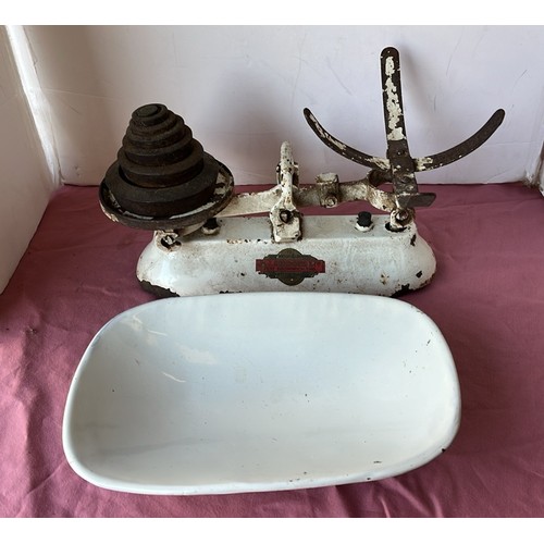 9 - VINTAGE KITCHEN SCALES WITH WEIGHTS...