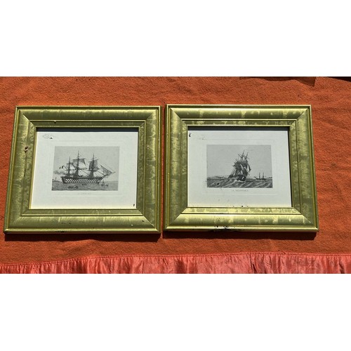 619 - 2 X FRAMED ART WORK OF SHIPS...