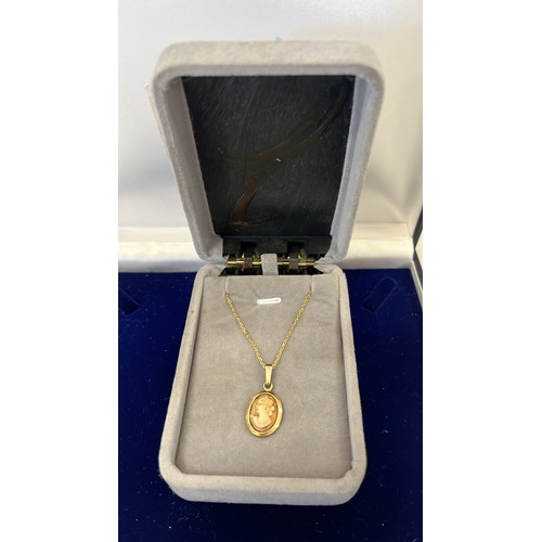 222 - CAMEO PENDENT AND CHAIN 9ct