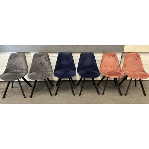 307 - 6 X MIXED COLOURED DINNING CHAIRS