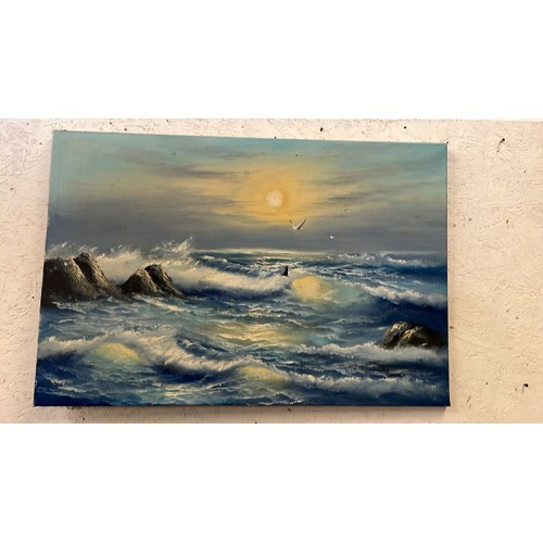 310 - OIL ON CANVAS ART WORK OF THE SEA SIGNED