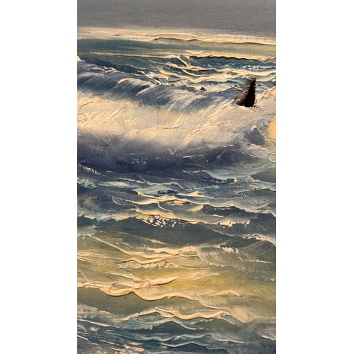 310 - OIL ON CANVAS ART WORK OF THE SEA SIGNED