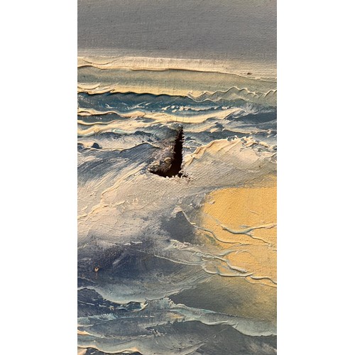 310 - OIL ON CANVAS ART WORK OF THE SEA SIGNED