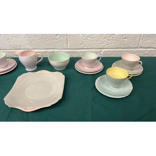 27 - SHELLY 20Pc MIXED COLOURED TEA TIME TABLE WARE