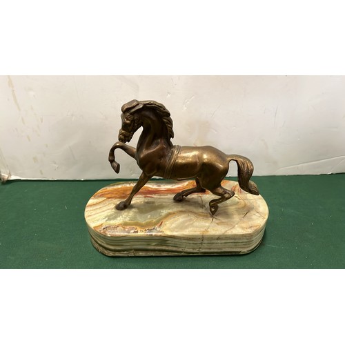 283 - BRASS HORSE ON AN ONYX BASE