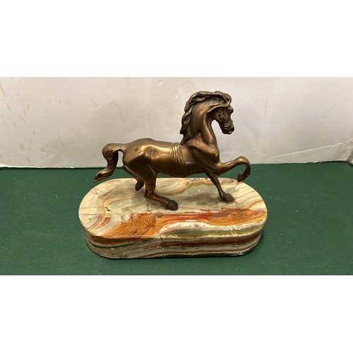 283 - BRASS HORSE ON AN ONYX BASE