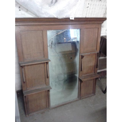 394 - Early 19 hundreds oak over mantle mirror approx. 118 w x 115h