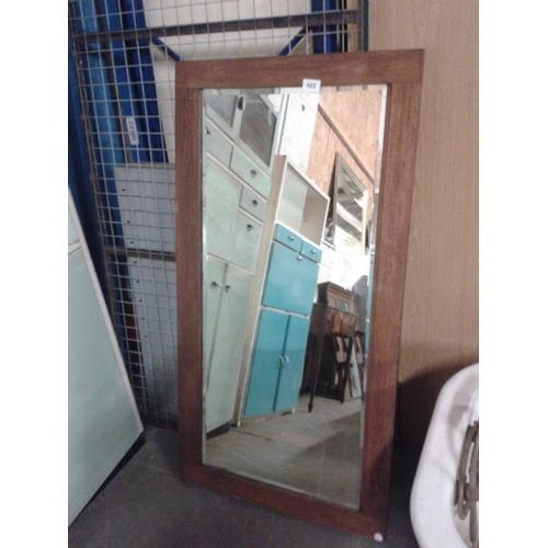 402 - Large oak framed wall mirror 147 x 73cm