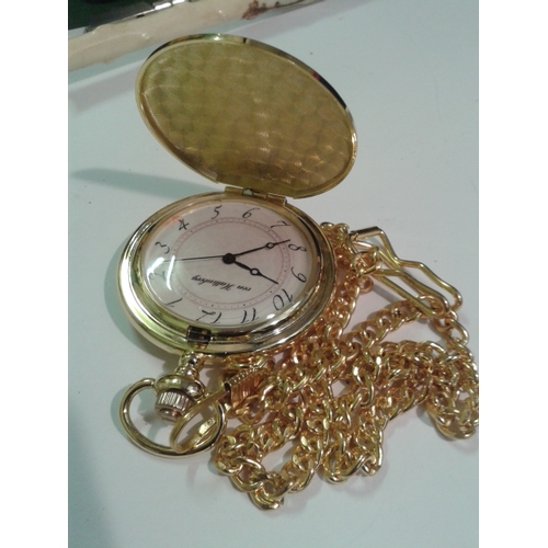 24 - Gents half-crown quartz watch and gold coloured quartz pocket watch