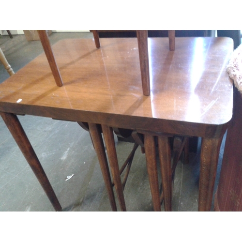 363 - Vintage portable side table approx. 63 x 43cm with three drop leaf under stored occasional tables