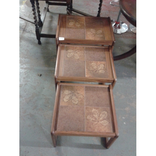 378 - Retro teak tile top nest of tables