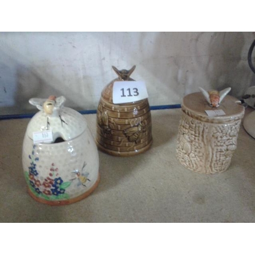 113 - 1 x vintage Price Kensington honeycomb and 2 x other pottery honey pots