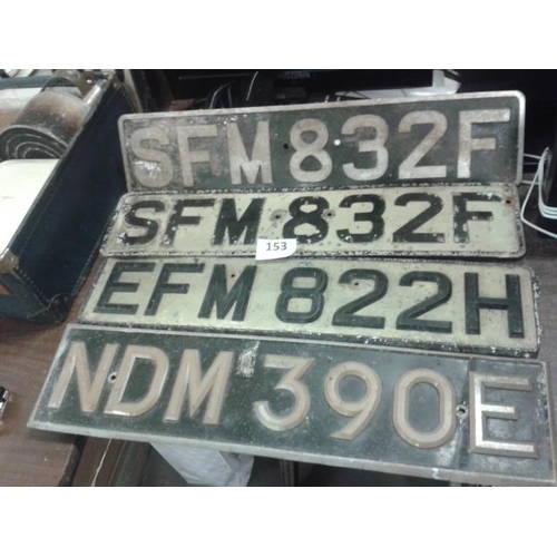 153 - 1 x pair and 2 x individual British car number plates