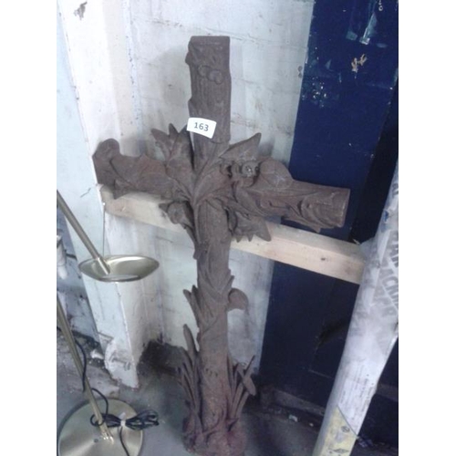 163 - Large, possibly French, cast iron graveside or crypt cross, stands approximately 1080mm tall