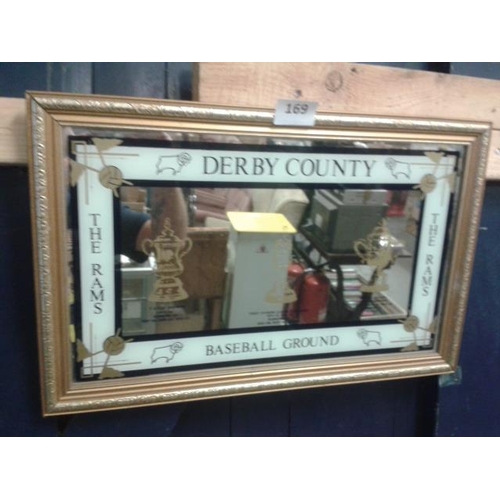 169 - Vintage 1970's gold framed Derby County, baseball ground, picture mirror