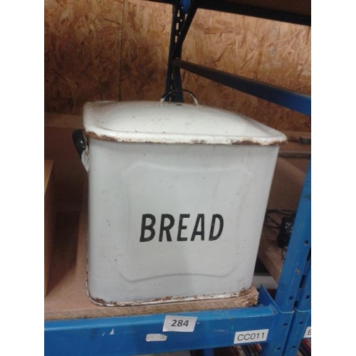 284 - Large enamel vintage bread bin