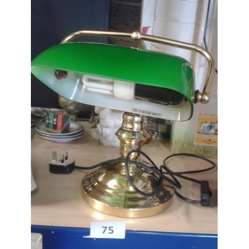 75 - Modern brass look bankers lamp