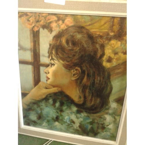 69 - Vintage framed oil on board female head and shoulders portrait signed WJ SARGENT & nude male frontal... 