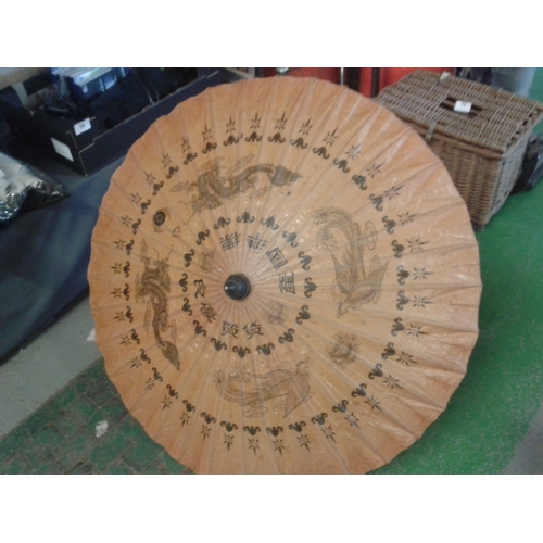 87 - Vintage Chinese sun parasol and fan