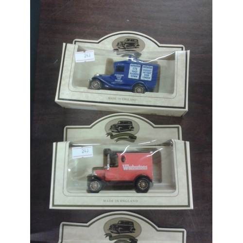 243 - 6 x boxed Lledo promotional vehicle die cast vans, 2 x Daily Herald, 2 x Walls, operation Christmas ... 