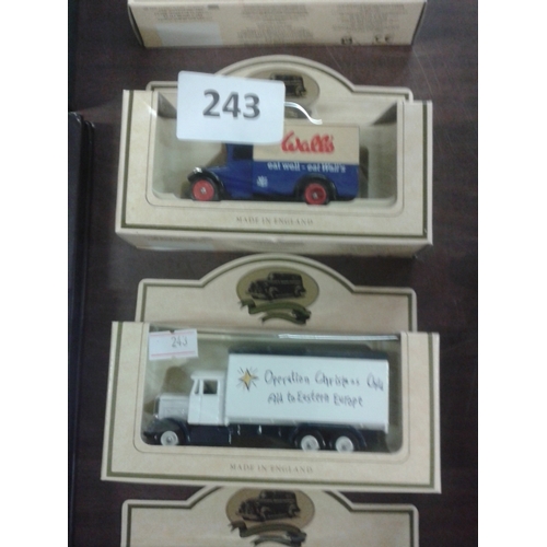 243 - 6 x boxed Lledo promotional vehicle die cast vans, 2 x Daily Herald, 2 x Walls, operation Christmas ... 