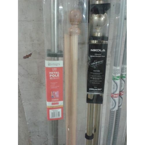 374 - 5 x assorted size and style curtain poles