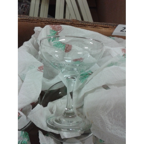 250 - Box containing 27 x matching martini/champagne glasses