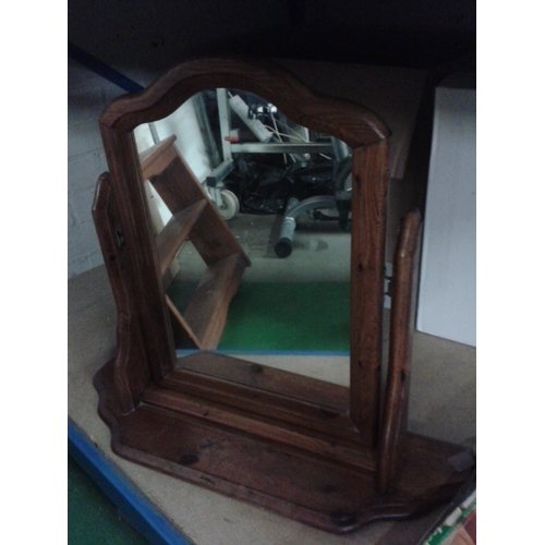 322 - Wall mount shelf (60x48cm) and pine desktop vanity mirror