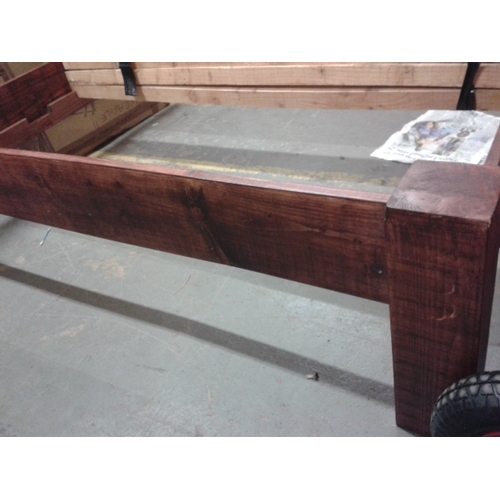 399 - Bespoke hardwood double bed base, with 4x2