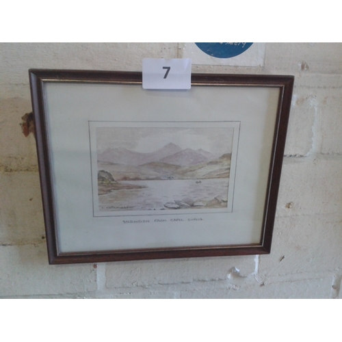 7 - 2 x approx. 27 x 22 cm framed and mounted watercolour North Wales scene amateur art paintings, signe... 