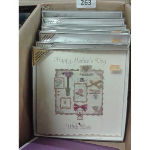 263 - Box of assorted Mother's Day cards. Handmade, boxed keepsake cards and normal