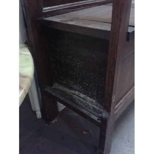 357 - Vintage wooden hall stand seat with storage, active woodworm to one side