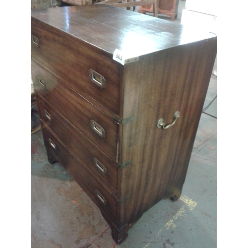 383 - Well-made 3 drawer campaign style desk cabinet approx. 75 x 46 x 91 cm tall