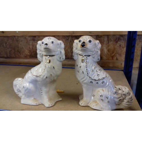 76 - 2 x approx 30cm tall staffordshire fireside dogs