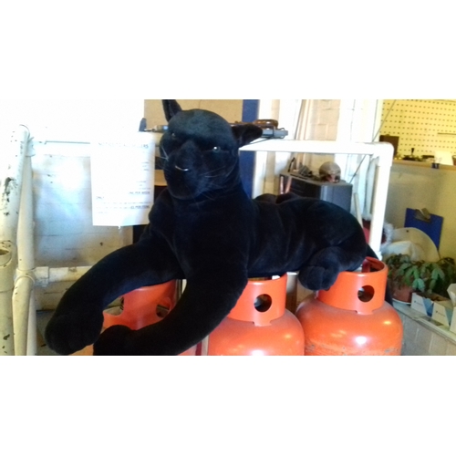 53 - Large black panther fleecy soft toy, aqpprox. 100cm long