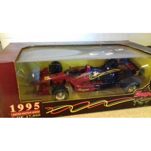 79 - Limited edition snap-on 1/24 scale indy car & other boxed burago mercedes benz sports car