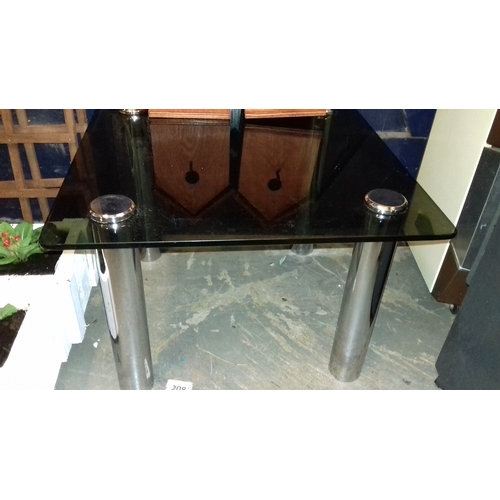 430 - Chrome and black tempered glass side table approx 57 x 57cm